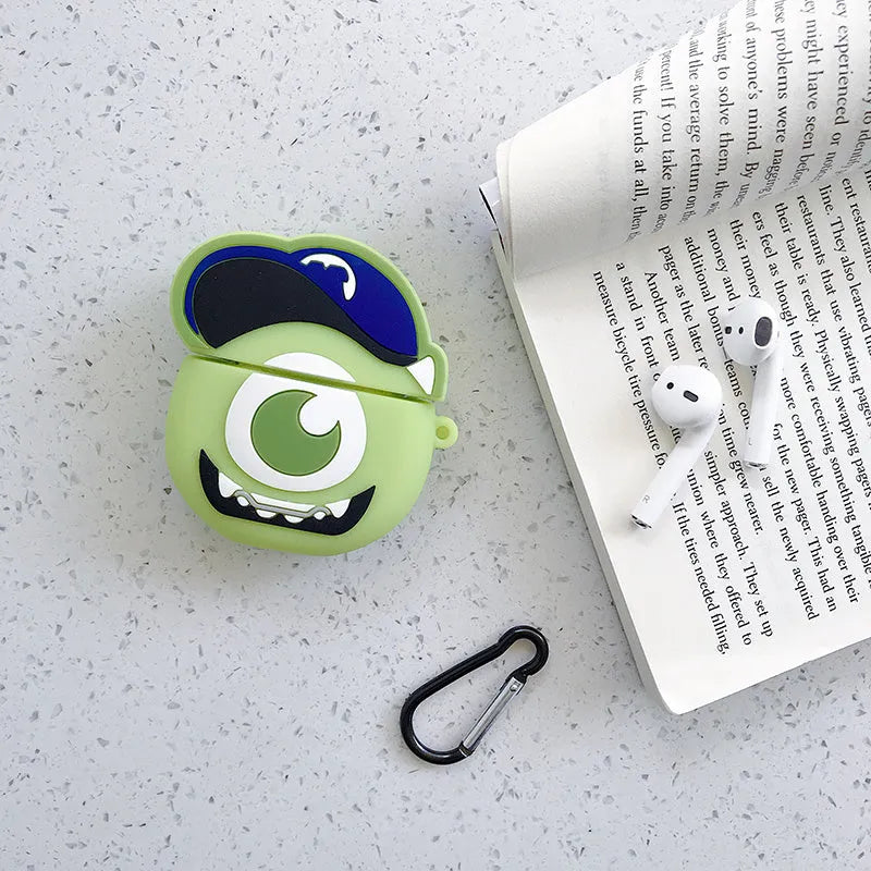 Cartoon animal design silicone protective case for AirPods 1 and 2 generation charging case in multiple colours.