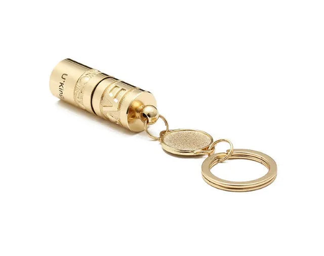 Gold waterproof zinc alloy LED flashlight keychain for emergency outdoor lighting