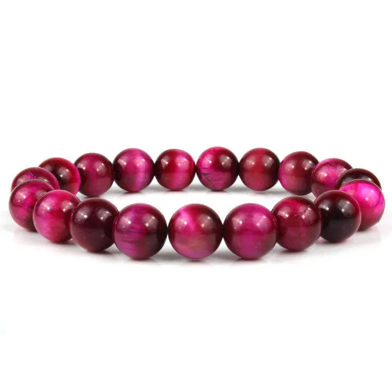 Natural tigereye crystal bead bracelet with round beads in a choice of colours and sizes.