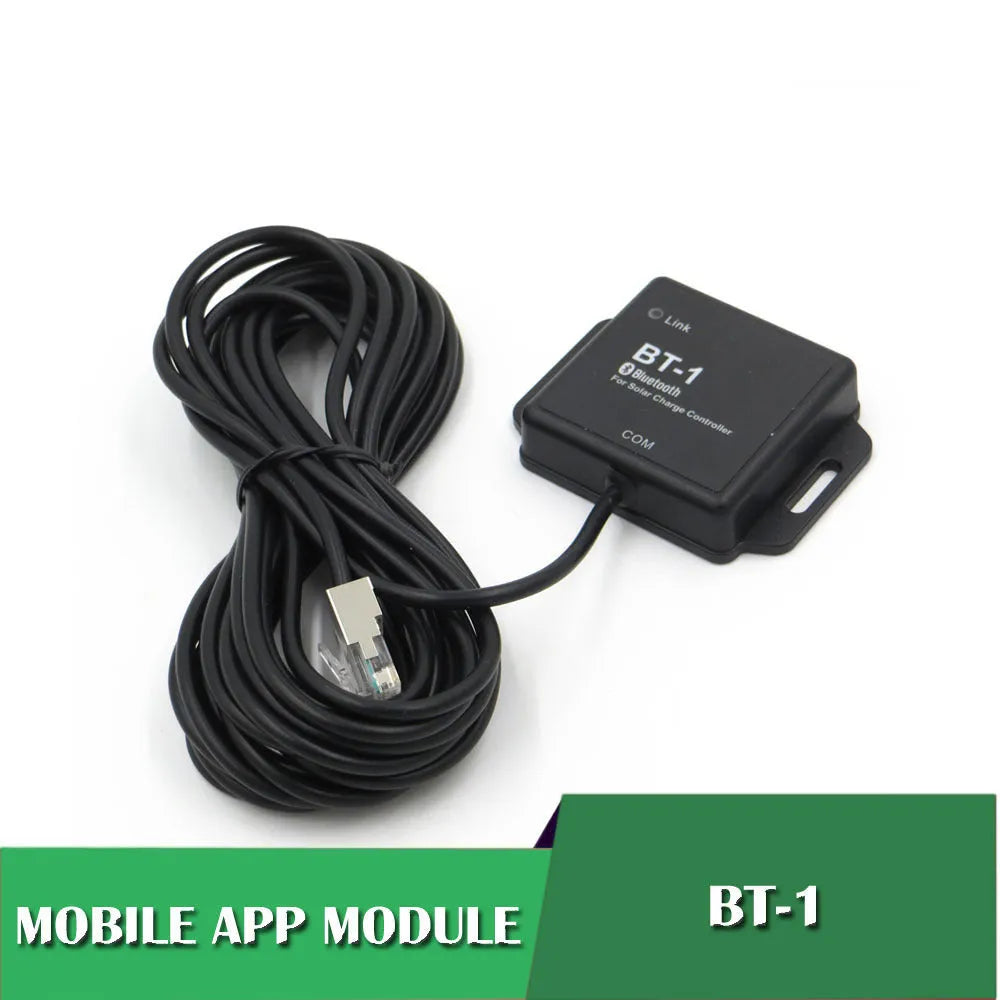 BT-1 model solar panel charge controller with display for 12V and 24V battery systems.