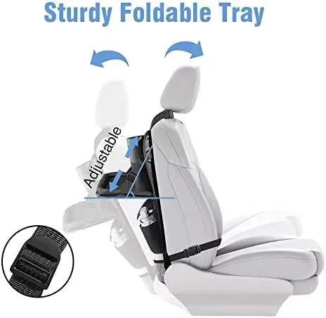Black Oxford cloth car seat back hanging storage bag measuring 42x30cm with multifunction pocket design