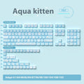 Custom watercolour kitten design mechanical keyboard keycap set on a white background
