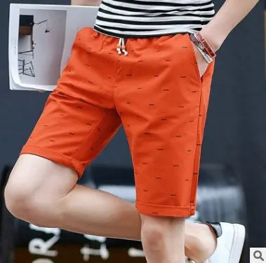Men's thin cotton summer shorts with lace-up front placket in multiple colours