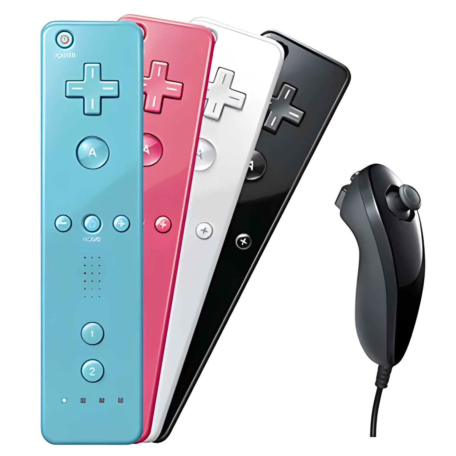 Wii left and right wireless gamepad controllers in multiple colours with rubber sleeve