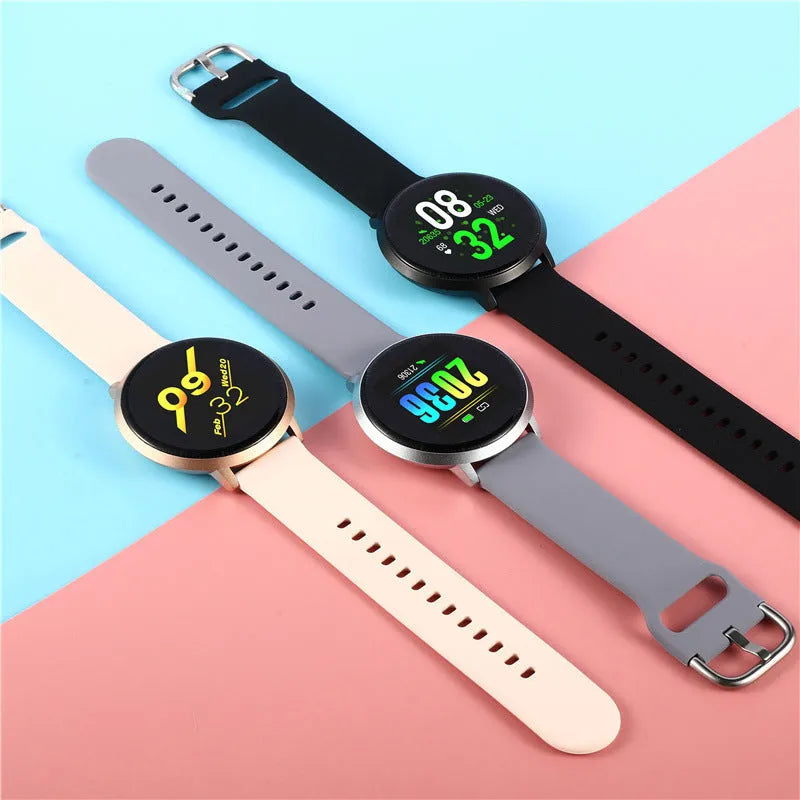 45mm smart health bracelet with zinc alloy body and silicone wrist strap showing touch screen interface