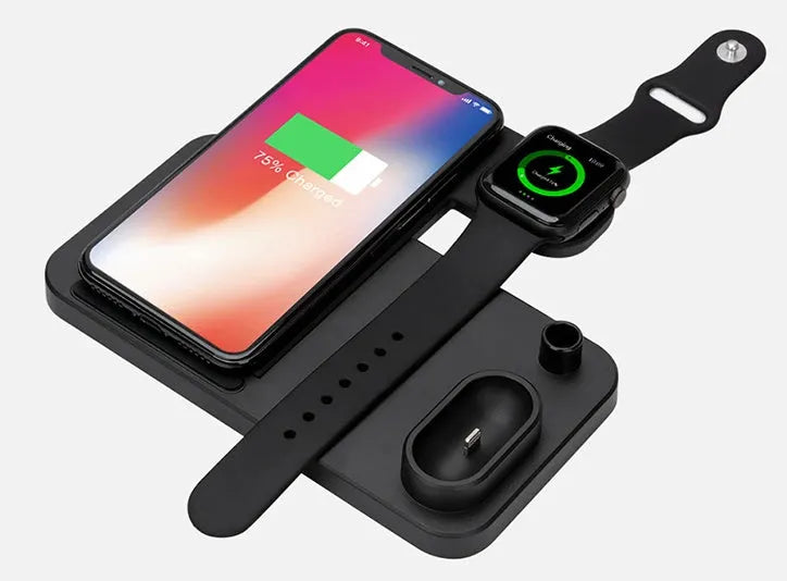 4-in-1 wireless charging station with adjustable magnetic phone stand, charging Apple Watch, AirPods and Apple Pencil simultaneously