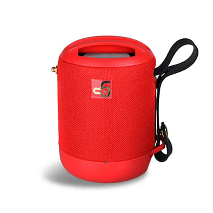 Small waterproof portable Bluetooth speaker in black, blue, camouflage, grey, or red with TF card slot and buttons