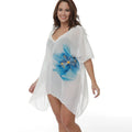 White plus size loose beach blouse cover-up for women