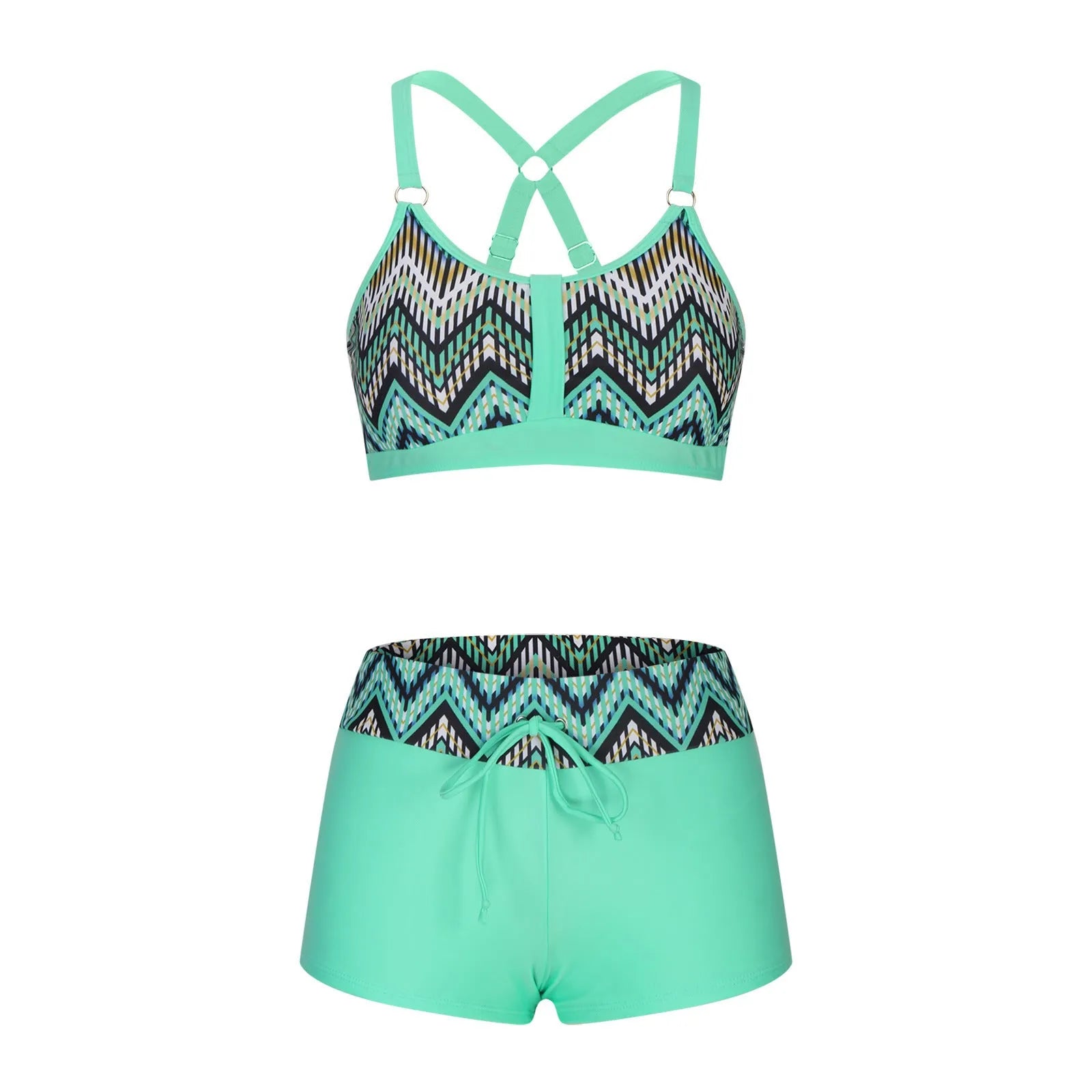Women's floral print polyester bikini swimsuit in various colours with bra and briefs
