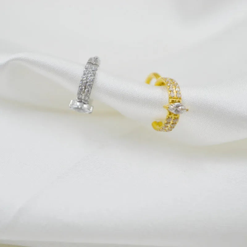 Titanium steel heart-shaped zircon diamond earrings in silver and gold colours