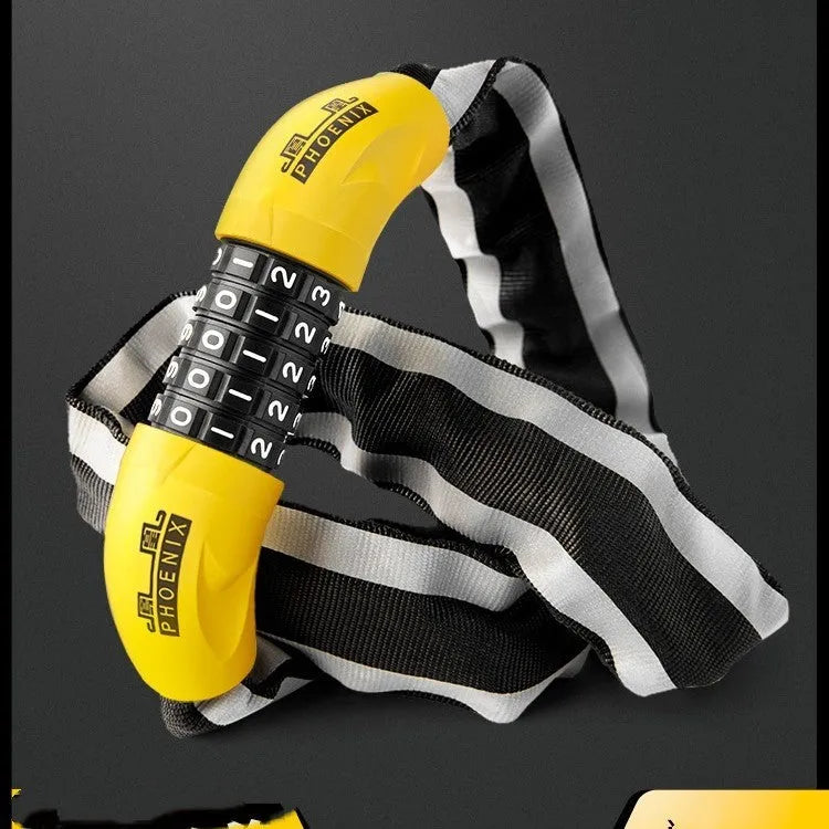 95cm zinc alloy mountain bike chain lock with anti-hydraulic shear resistance in black or yellow