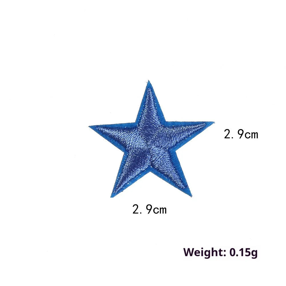Colourful embroidered five-pointed star cloth stickers for DIY fabric decoration