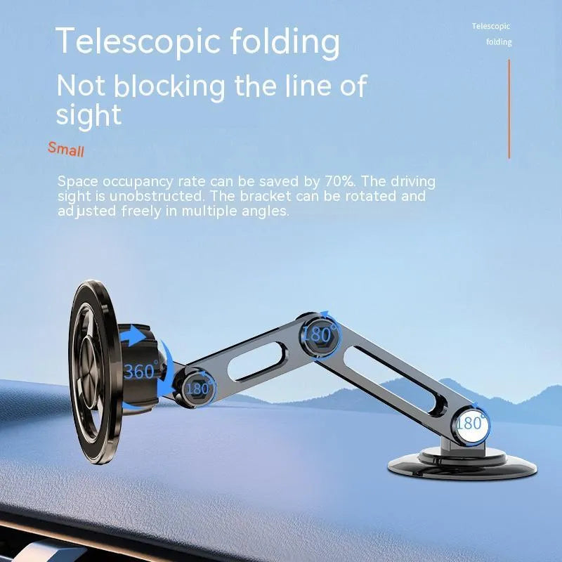 All-metal magnetic car phone holder with adjustable clip, shown in black, silver, gold, and rose gold colours.