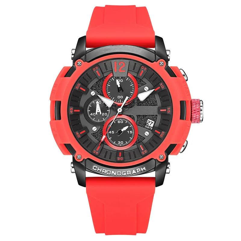 Men's multi-function watch with digital display, luminous hands, 51mm case, available in five colours