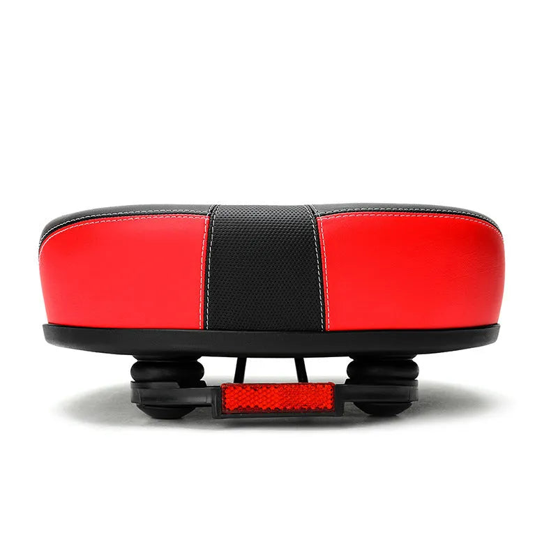 Plus-size thickened bicycle saddle with shock absorber in red, grey or light brown colours