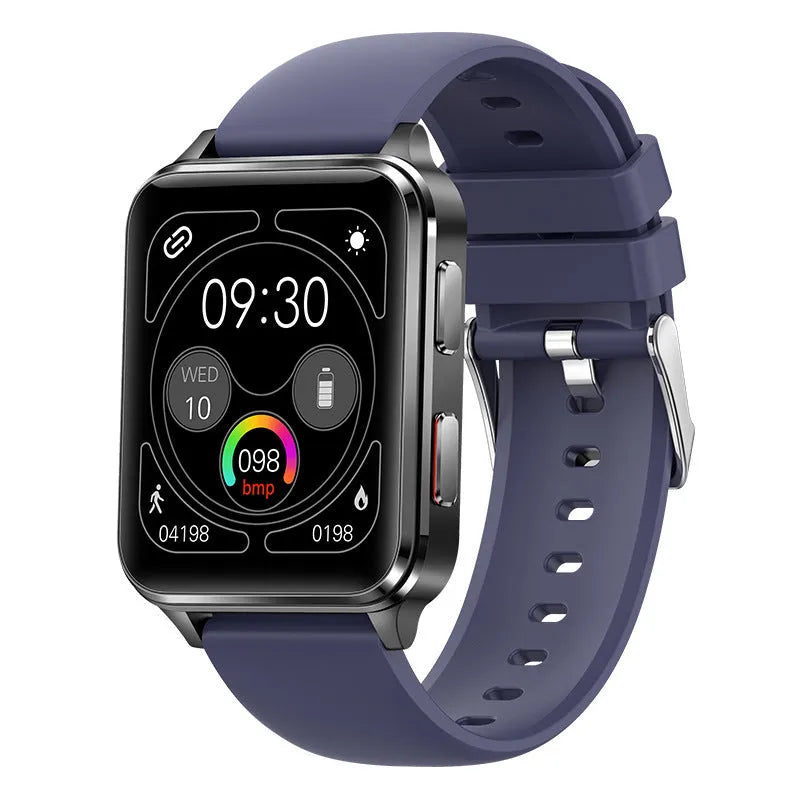 Smartwatch with 1.70-inch screen on silicone wristband showing fitness tracking display.