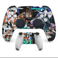PS5 controller protective sticker kit showing front and back skins in one of eight available styles.