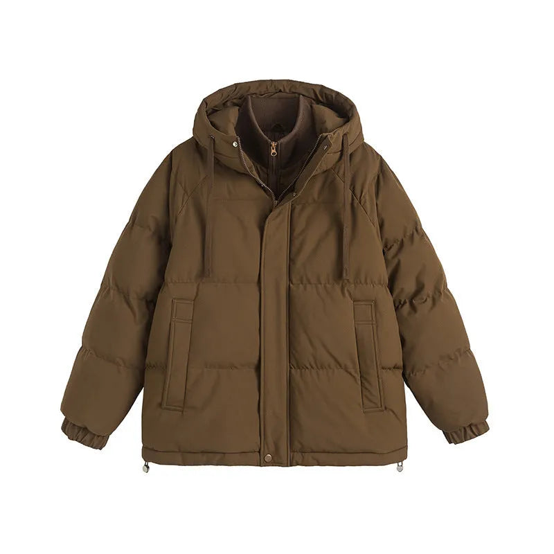 Loose fit two-piece cotton padded coat with side seam pockets in multiple colour options