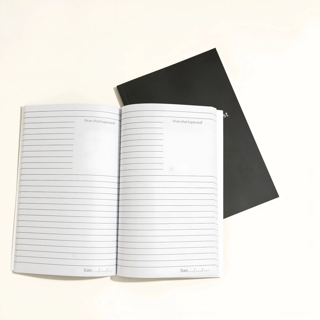 Black Dream Journal notebook with a business simplicity design for recording dreams and notes.