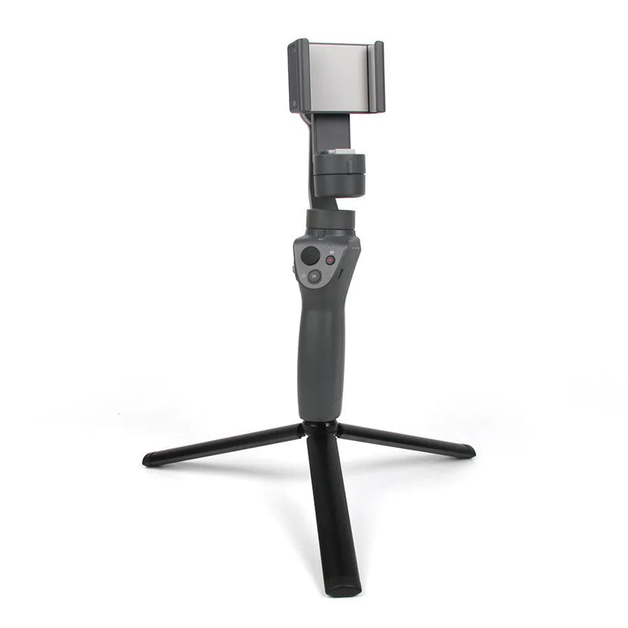 Black aluminium alloy mobile phone tripod with PTZ stabiliser for iPhone photography