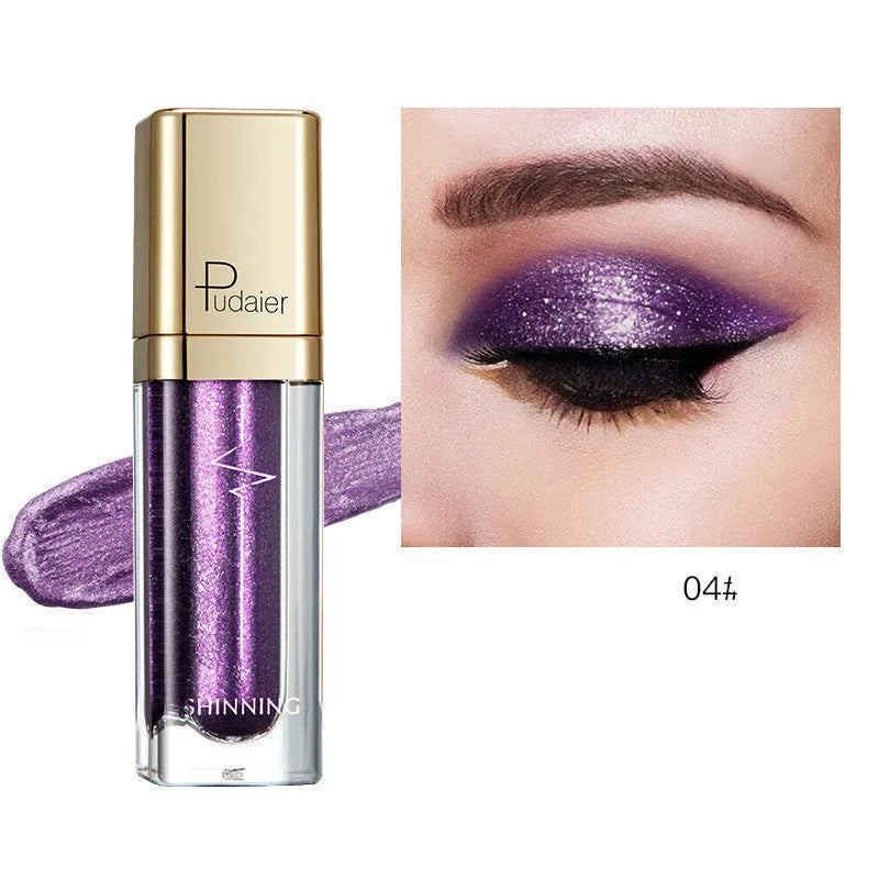 18-colour glitter eyeshadow palette with mother-of-pearl shades including Beige, Rose Gold, and Sapphire Blue