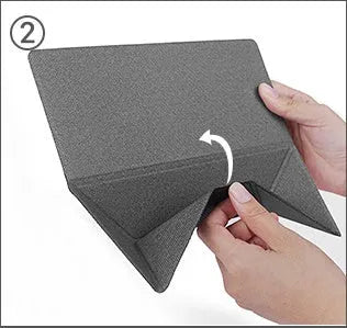Portable non-slip cooling bracket for laptop with ergonomic design in blue, folded with built-in magnet