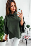 Long black batwing sleeve cardigan with stitching detail and a soft plus velvet lining.
