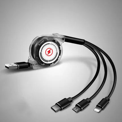 3-in-1 telescopic charging cable extended to 120cm with titanium alloy connectors
