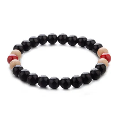 Natural stone beaded healing bracelet with lava stone charms for essential oils