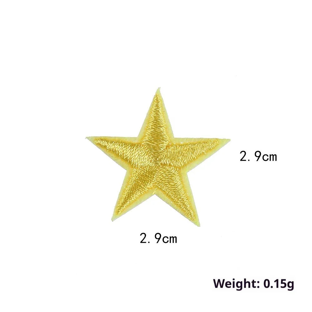 Colourful embroidered five-pointed star cloth stickers for DIY fabric decoration