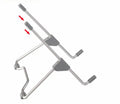 Grey aluminium alloy and engineering plastic mobile phone laptop stand on desktop