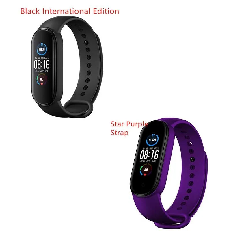 Mijia Mi Band 5 fitness tracker with black TPU wristband and 1.1 inch colour screen