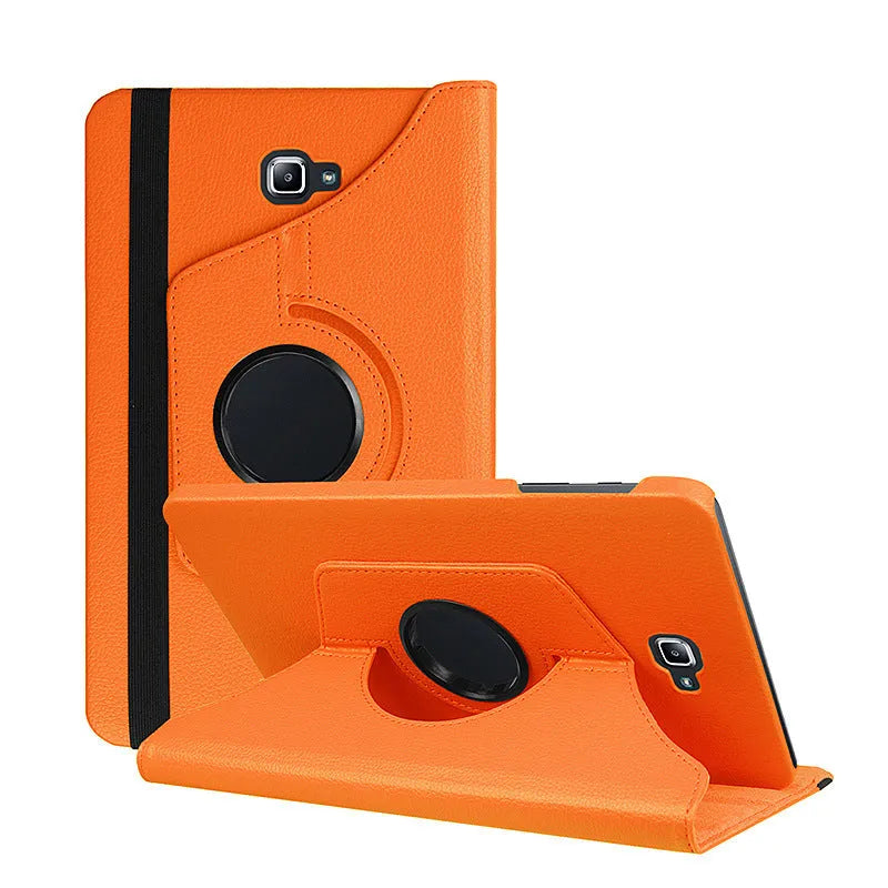 iPad 1 rotating leather protective case in clamshell design showing multiple colour options.