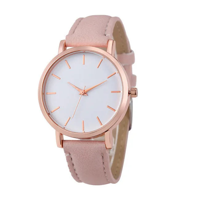 Quartz watch with 35.5mm square alloy case and PU leather strap in various colour options