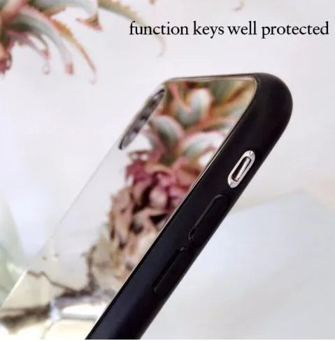 Black iPhone case with a built-in mirror on the back, compatible with iPhone X, 7, and 8 Plus models.