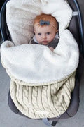Envelope-style baby stroller sleeping bag with thick filling for winter, shown in a choice of colours.