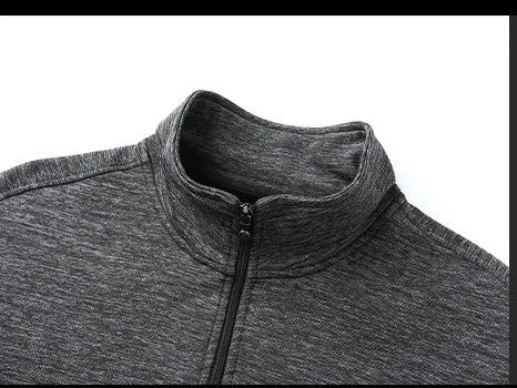 Men's black athletic fit casual jacket with a stand-up collar and front zip.