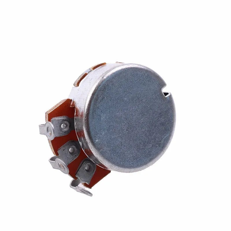Metal electric guitar potentiometer knob for tone and volume control replacement.