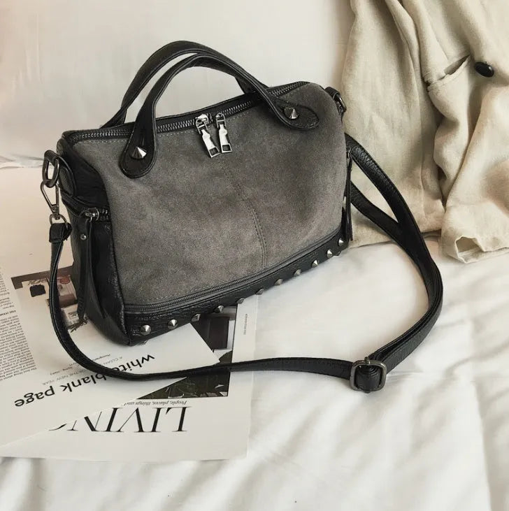 Soft PU leather women's tote shoulder bag showing large capacity and zipper closure