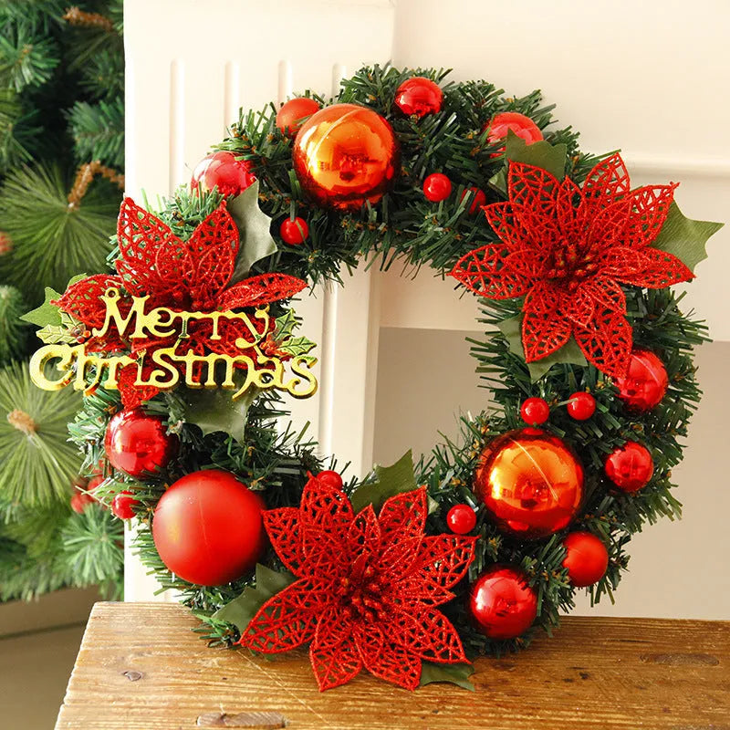 30cm plastic Christmas wreath decoration in multicolour options for door or wall hanging