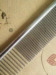 Steel pet grooming comb 19cm x 4.2cm round bar model 1942PY-1 on white background