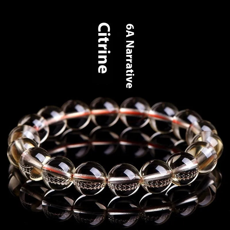 Natural citrine scattered beads ball bracelet showing 7A and 6A grade options with multiple bead sizes