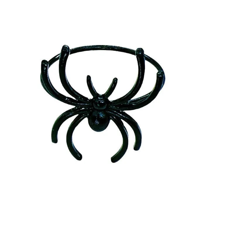 Six black spider alloy napkin rings for Halloween table decoration with electroplated finish