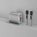 High-power outdoor karaoke Bluetooth audio with 100W dual microphone sound card in black