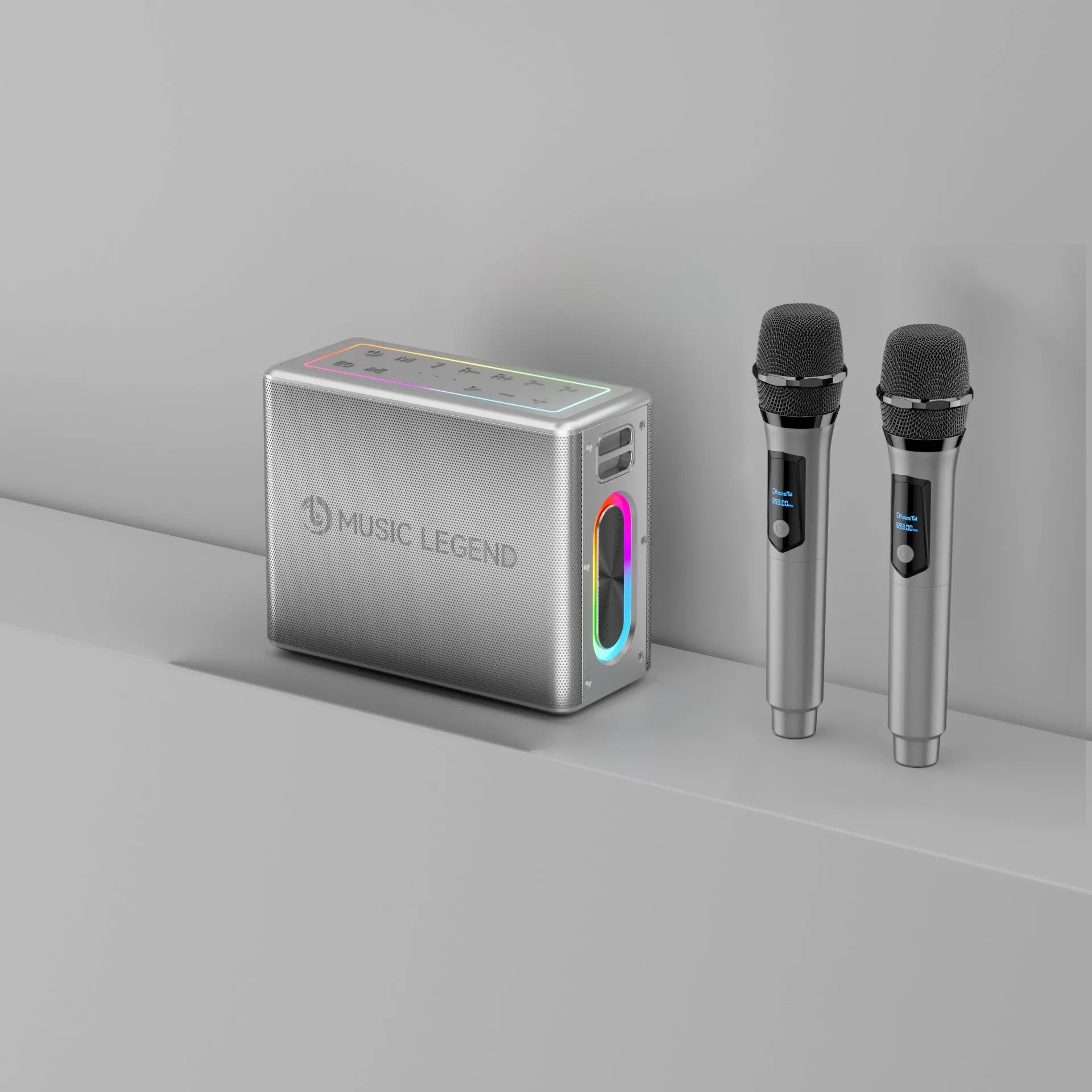 High-power outdoor karaoke Bluetooth audio with 100W dual microphone sound card in black