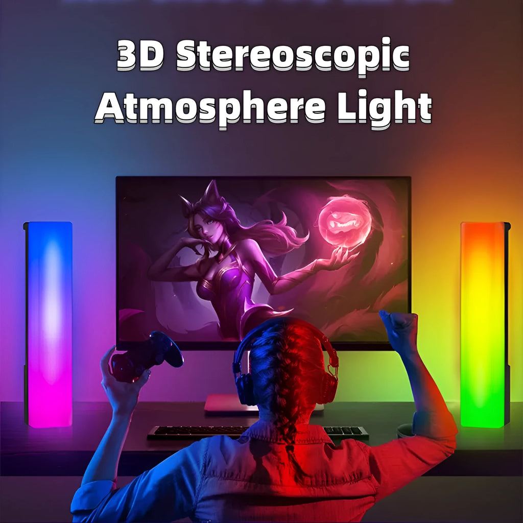 3D RGB voice-activated rhythm ambiance lamp in black or white shell