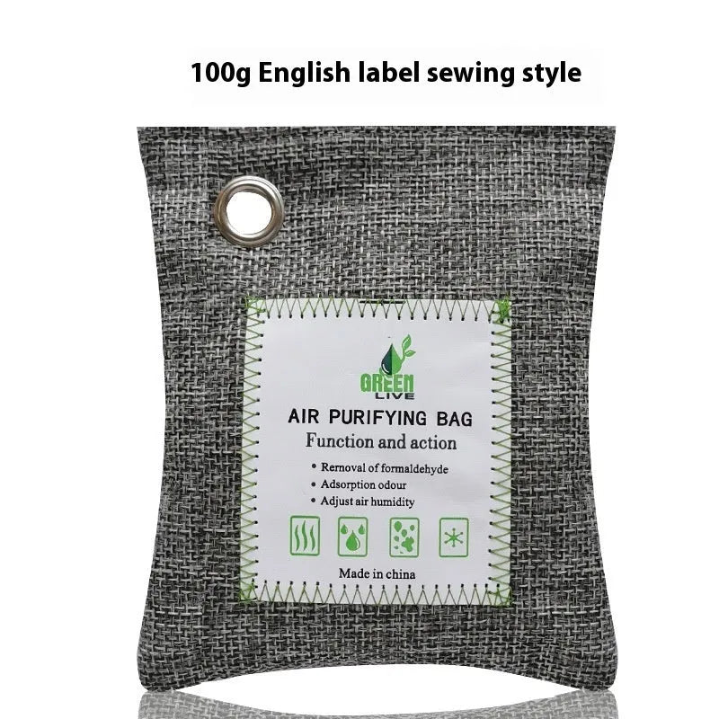 Sewing style bamboo charcoal bags for formaldehyde removal and air purification in three weight options