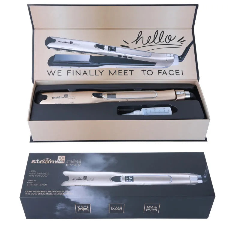 Mini steam splint spray steam hair straightener in champagne, purple, or rose red colour with curling and straightening functions