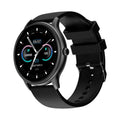 Blood pressure monitoring smartwatch with circular touchscreen display and silicone wristband