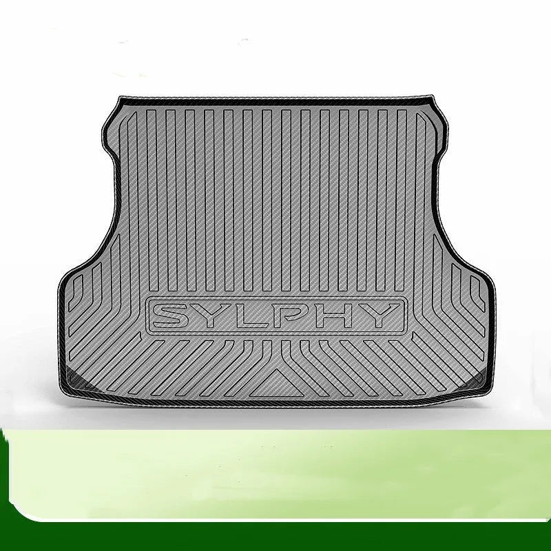 Black carbon fibre pattern TPE car trunk protection mat for specific vehicle models